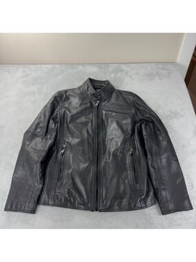 Andrew Marc Men's Size Medium 100% Black Soft Leather Jacket Full Zip AM8A1353